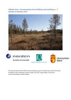 Alkaline fens &ndash; documentation from fieldtrip and workshop 6 &ndash; 7
