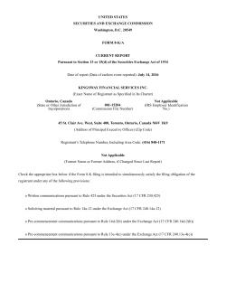 09-27-16 Form 8-K - Kingsway Financial Services Inc.
