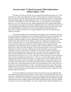 De Las Casas` “A Short Account of the Destruction of the Indies,” 1542