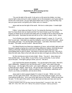 SHINE September 27, 2015 morning service Matthew 5:14