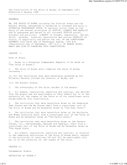 The Constitution of the Union of Burma, 24 September 1947