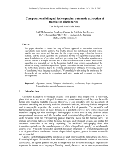 Bilingual Lexicography