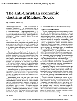 The Anti-Christian Economic Doctrine of Michael Novak