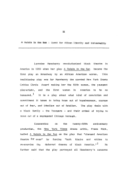A Raisin in the Sun : Quest for Afican Identity and Universality