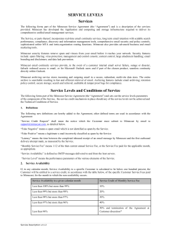 SERVICE LEVELS Services Service Levels and