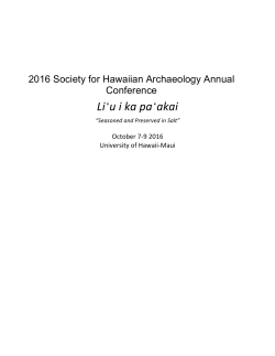 now available for - Society for Hawaiian Archaeology