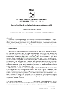 Czech Machine Translation in the project CzechMate