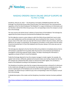 Oniva Online Group Europe AB Press Release