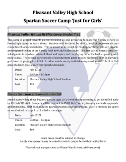 Pleasant Valley High School Spartan Soccer Camp `Just for Girls`