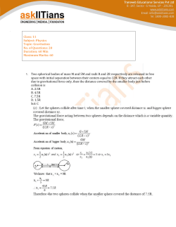 Class: 11 Subject: Physics Topic: Gravitation No. of