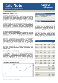 Morning Round Up - Cantor Fitzgerald Ireland