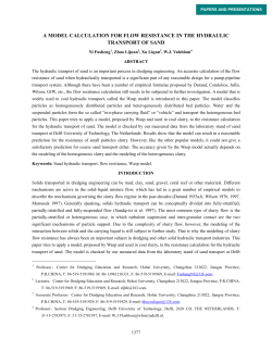 A Model Calculation for Flow Resistance in the Hydraulic Transport