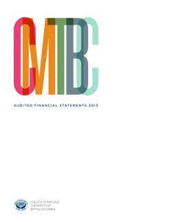 2013 financial statements - College of Massage Therapists of BC