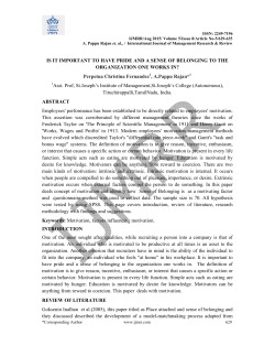 IS IT IMPORTANT TO HAVE PRIDE AND A SENSE OF BELONGING