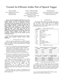 Toward An Efficient Arabic Part of Speech Tagger