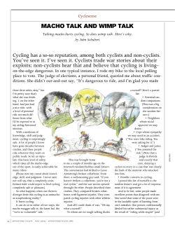 macho talk and wimp talk - Adventure Cycling Association