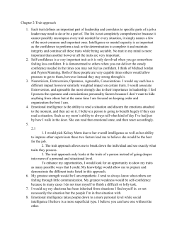 Chapter 2-Trait approach 1. Each trait defines an important part of