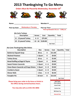 2013 Thanksgiving To Go Menu