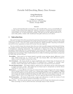 Portable Self-Describing Binary Data Streams Greg Eisenhauer
