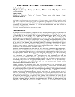 SPREADSHEET-BASED DECISION SUPPORT SYSTEMS