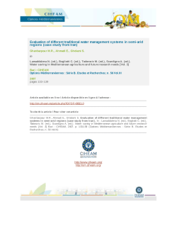 EVALUATION OF DIFFERENT TRADITIONAL WATER