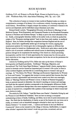 P.J.P. Goldberg, ed., Woman is a Worthy Wight: Women in English