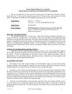 OPEN DOOR CHRISTIAN ACADEMY PRESCHOOL, READINESS