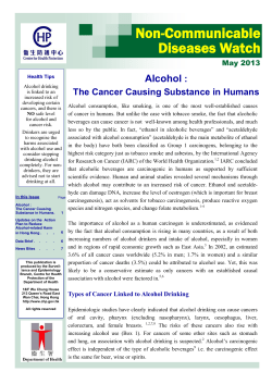 NCD Watch May 2013 - Alcohol :The Cancer Causing Substance in