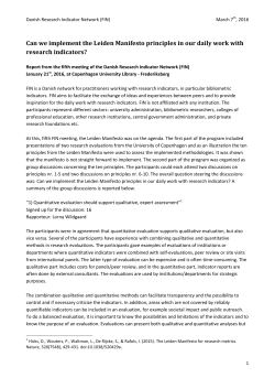 Can we implement the Leiden Manifesto principles in our daily work