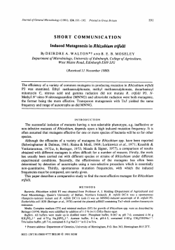 SHORT COMMUNICATION Induced Mutagenesis in Rhizobium trifolii