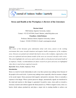 Stress and Health at the Workplace