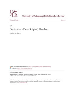 Dedication - Dean Ralph C. Barnhart - Bowen Law Repository