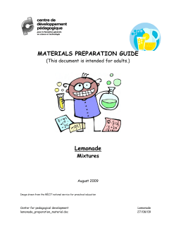 MATERIALS PREPARATION GUIDE Lemonade