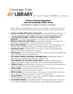 Summer Reading Suggestions from the Champaign Public Library