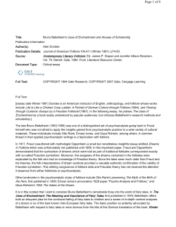 Dundes on Bettleheim on Goldilocks