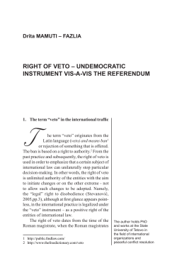 right of veto &ndash; undemocratic instrument vis-a