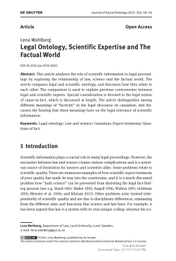 Legal Ontology, Scientific Expertise and The Factual World