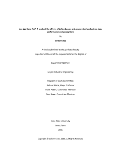 A study of the effects of defined goals and progressive feedback on