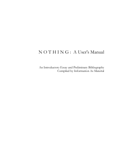 NOTHING : A User`s Manual