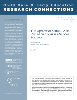 The Quality of School-Age Child Care in After