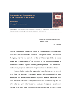 Apocalyptic and Apocalypticism in the Poetry of E. P. Thompson