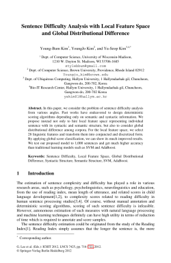 Sentence Difficulty Analysis with Local Feature Space and Global