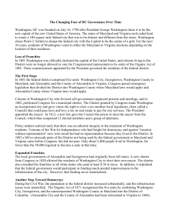 The Changing Face of DC Governance Over Time Washington, DC