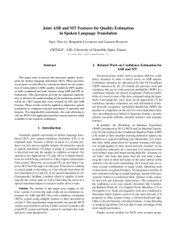 Joint ASR and MT Features for Quality Estimation in