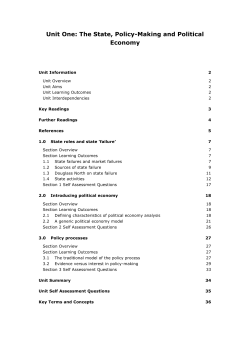 Unit 1: The State, Policy-Making and Political Economy