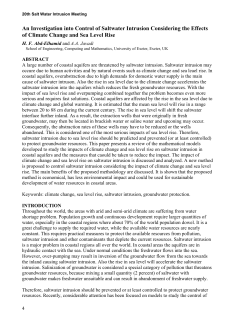 An Investigation into Control of Saltwater Intrusion Considering the