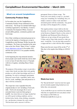 Campbelltown Environmental Newsletter &ndash; March 2015