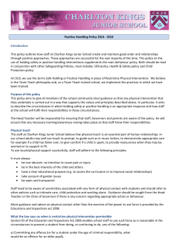 Positive Handling Policy - Charlton Kings Junior School