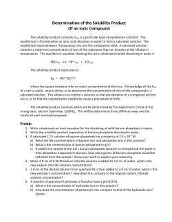 Determination of the Solubility Product Of an Ionic Compound