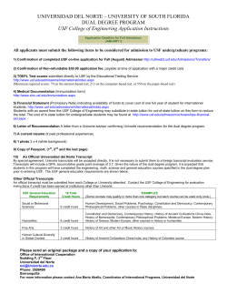 Application procedure - University of South Florida